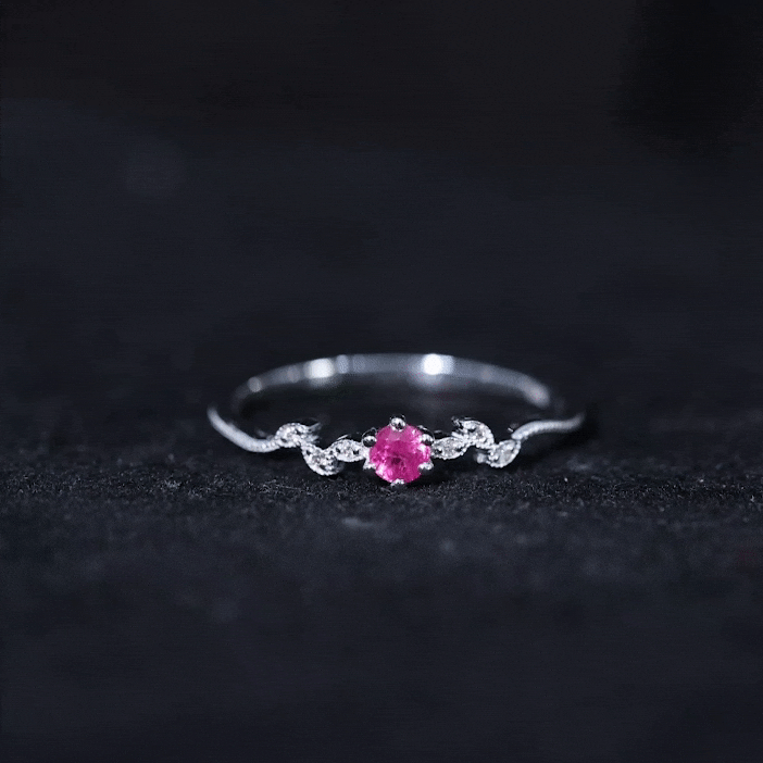 Certified Ruby and Diamond Leaf Branch Promise Ring Ruby - ( AAA ) - Quality - Rosec Jewels