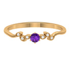 Amethyst and Diamond Leaf Branch Promise Ring Amethyst - ( AAA ) - Quality - Rosec Jewels