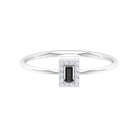 Baguette Black Onyx Dainty Promise Ring with Diamond Black Onyx - ( AAA ) - Quality - Rosec Jewels