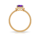 Oval Amethyst Halo Engagement Ring with Diamond Amethyst - ( AAA ) - Quality - Rosec Jewels