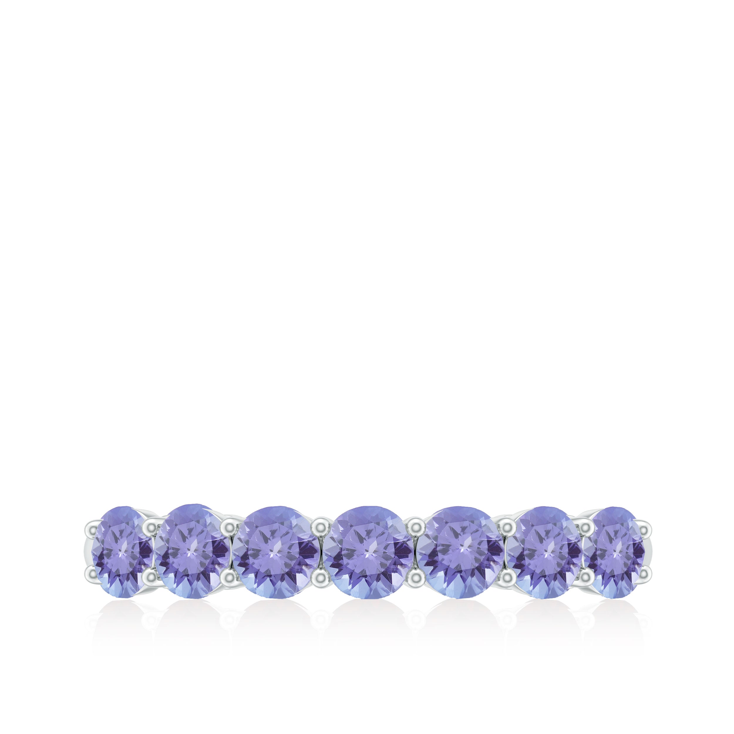 Round Tanzanite Seven Stone Half Eternity Ring Tanzanite - ( AAA ) - Quality - Rosec Jewels