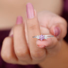 Pink Sapphire Flower Cluster Promise Ring with Diamond Pink Sapphire - ( AAA ) - Quality - Rosec Jewels