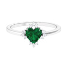 Heart Shape Created Emerald Designer Engagement Ring with Diamond Lab Created Emerald - ( AAAA ) - Quality - Rosec Jewels