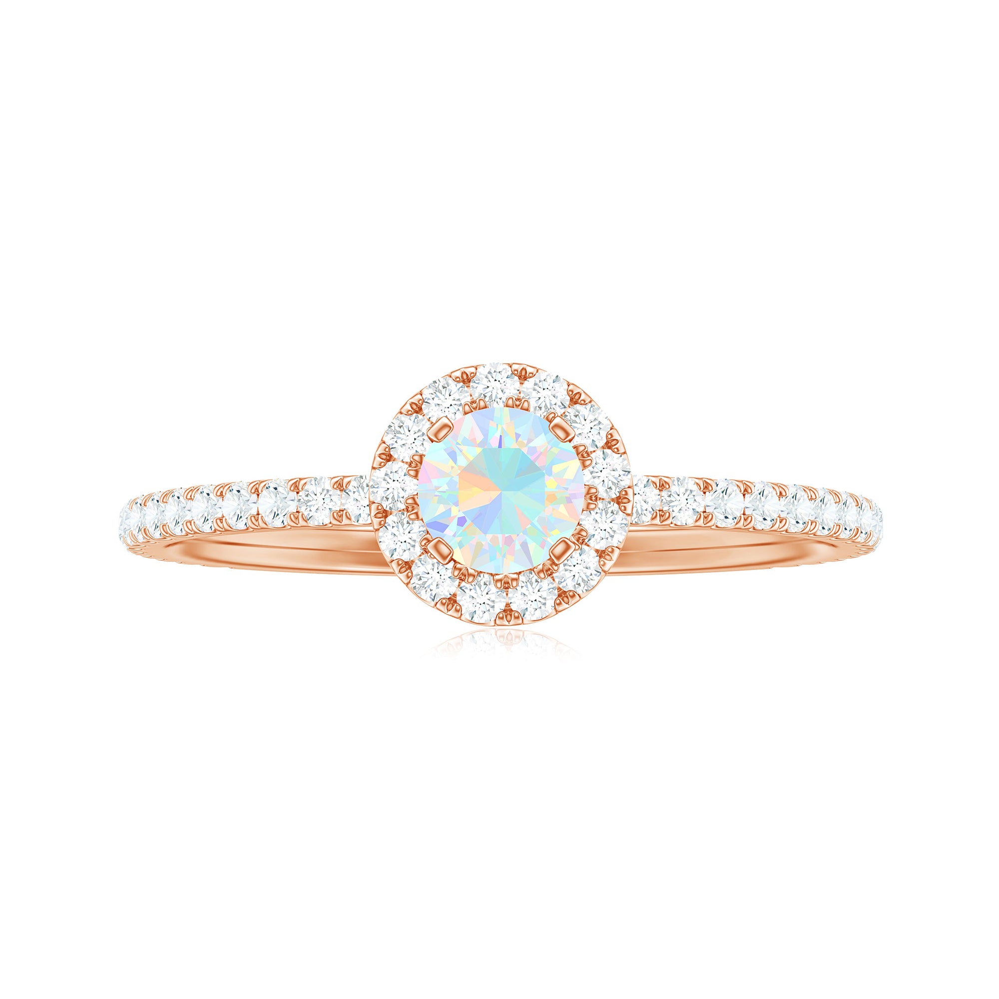 3/4 CT Ethiopian Opal and Diamond Minimal Engagement Ring Ethiopian Opal - ( AAA ) - Quality - Rosec Jewels