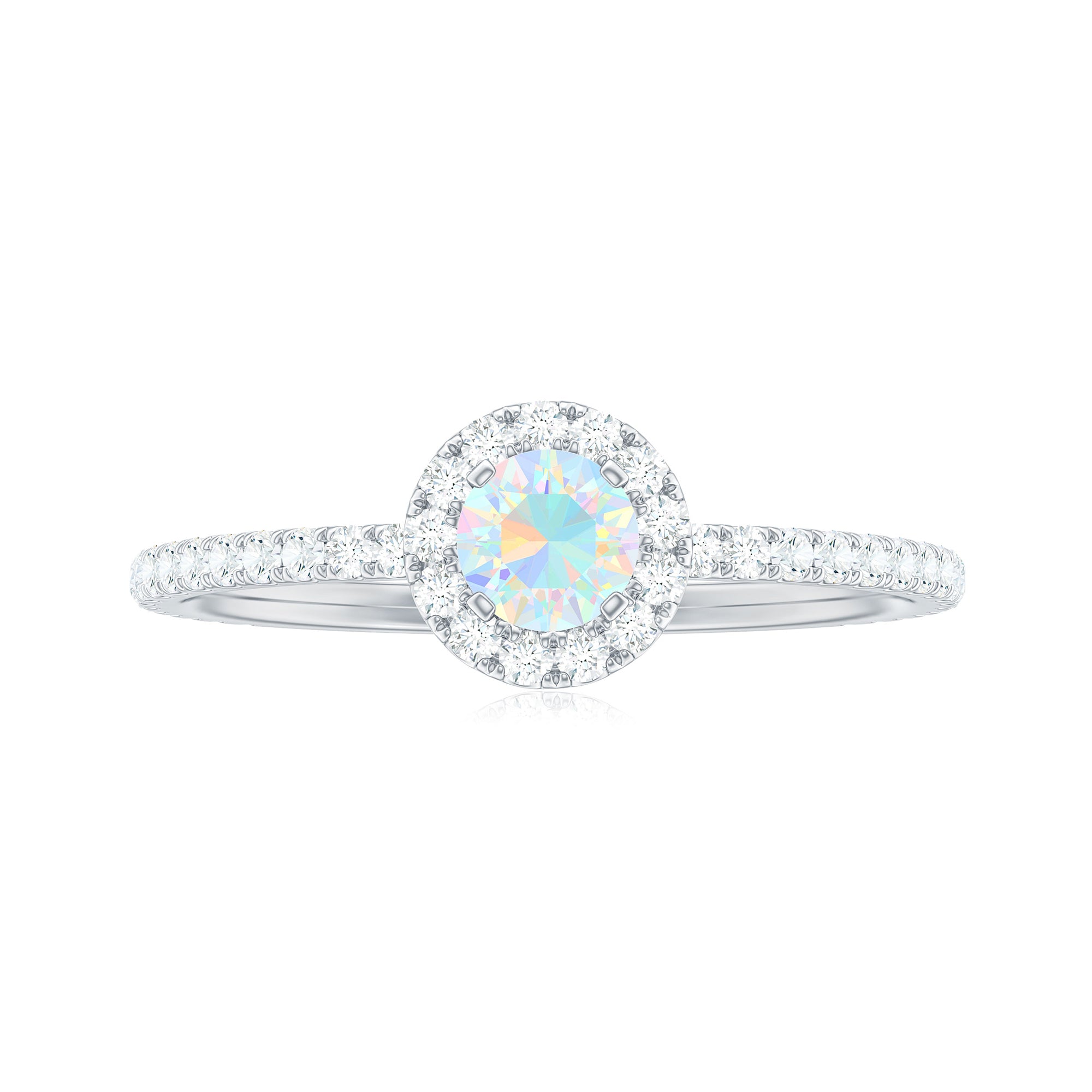 3/4 CT Ethiopian Opal and Diamond Minimal Engagement Ring Ethiopian Opal - ( AAA ) - Quality - Rosec Jewels