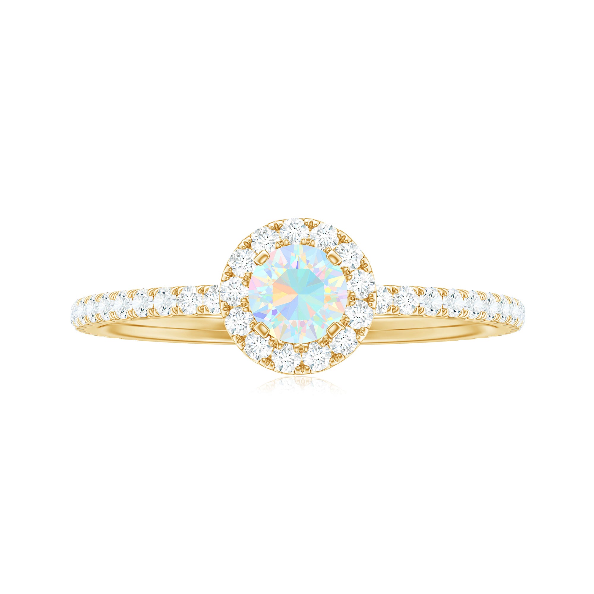 3/4 CT Ethiopian Opal and Diamond Minimal Engagement Ring Ethiopian Opal - ( AAA ) - Quality - Rosec Jewels