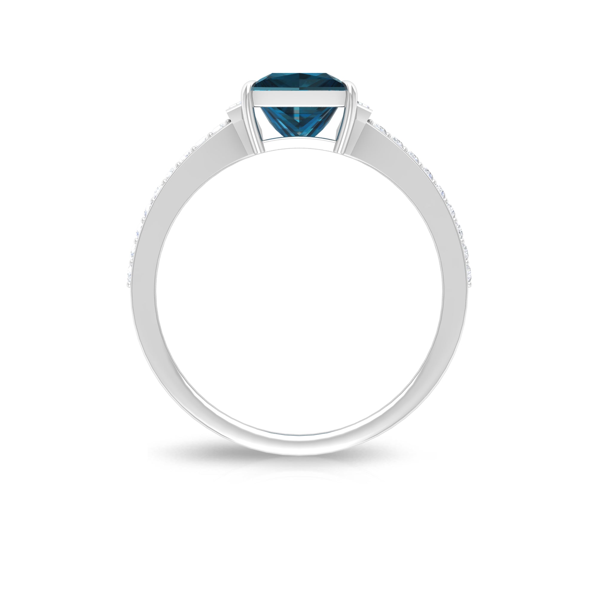 1.50 CT London Blue Topaz Promise Ring with Diamond Side Stones London Blue Topaz - ( AAA ) - Quality - Rosec Jewels