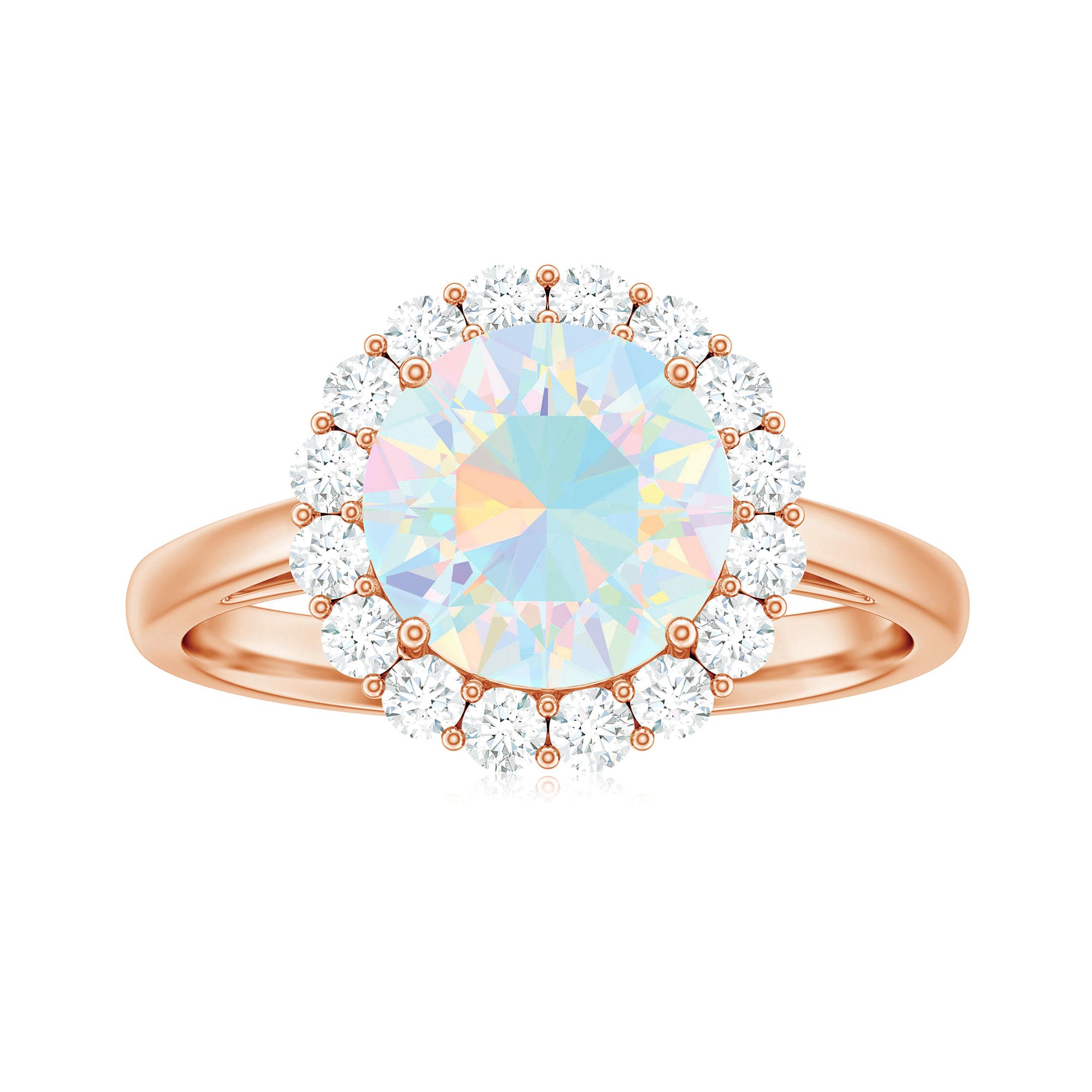 2.50 CT Round Shape Ethiopian Opal and Diamond Engagement Ring Ethiopian Opal - ( AAA ) - Quality - Rosec Jewels