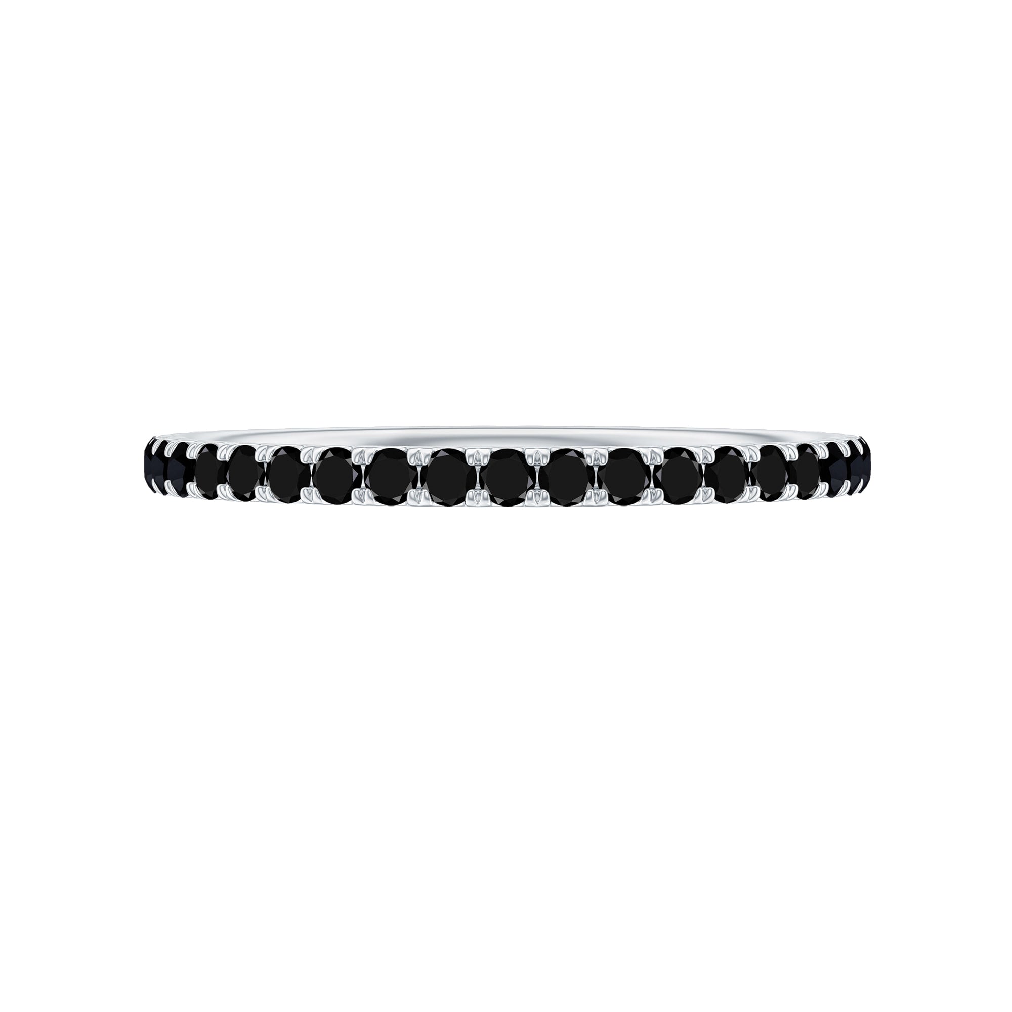 French Pave Set Black Spinel Stackable Full Eternity Ring Black Spinel - ( AAA ) - Quality - Rosec Jewels