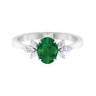 1.50 CT Claw Set Oval shape Emerald Solitaire and Marquise Diamond Trio Ring Emerald - ( AAA ) - Quality - Rosec Jewels