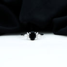 1.5 CT Claw Set Oval Black Onyx Solitaire Ring with Diamond Black Onyx - ( AAA ) - Quality - Rosec Jewels