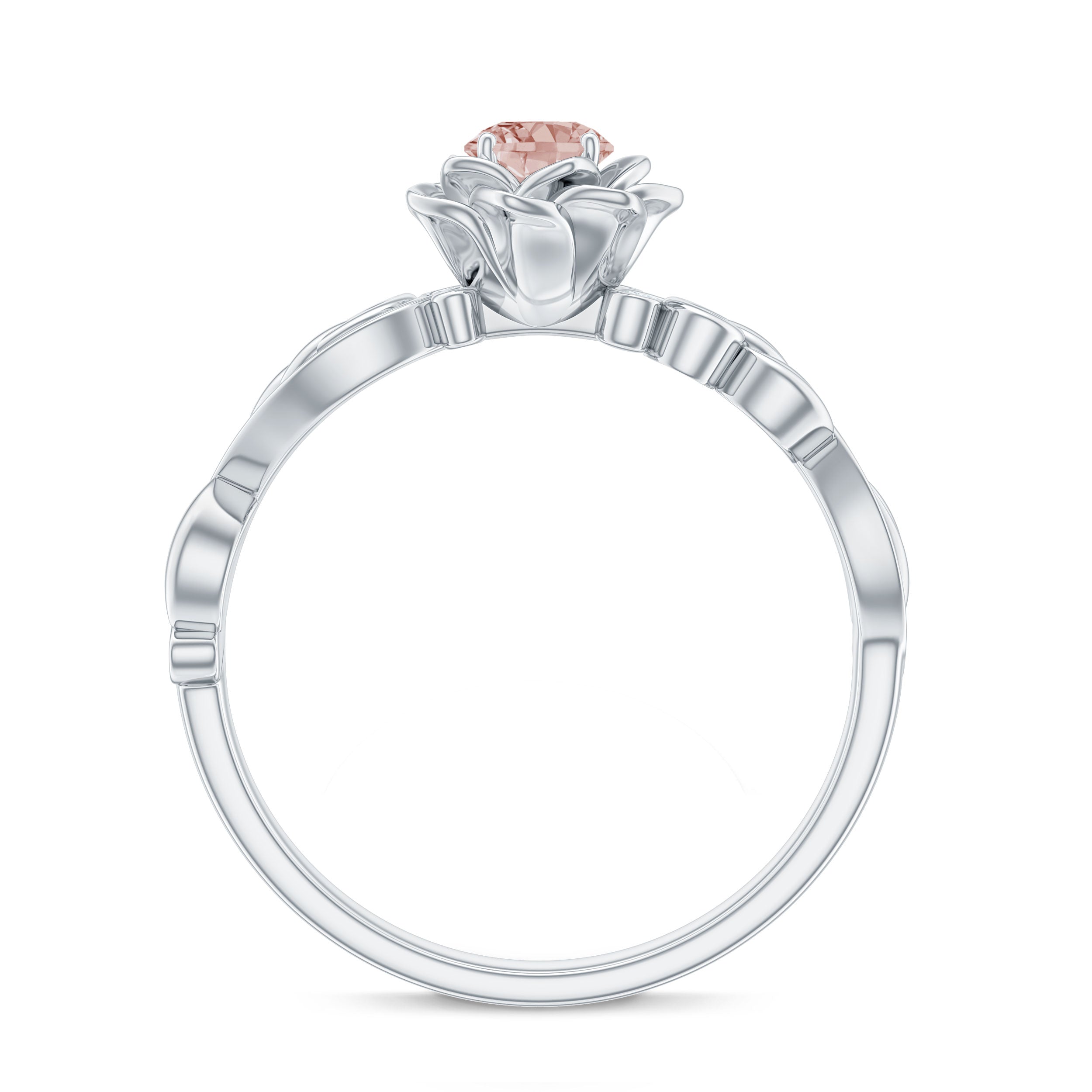 Flower Inspired Morganite and Diamond Engagement Ring Morganite - ( AAA ) - Quality - Rosec Jewels