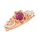 Flower Inspired Ruby and Diamond Engagement Ring Ruby - ( AAA ) - Quality - Rosec Jewels