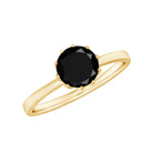 Lab-Created Black Diamond Solitaire Ring in Lotus Basket Setting Lab Created Black Diamond - ( AAAA ) - Quality - Rosec Jewels