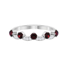 1 CT Garnet and Diamond Stackable Wave Ring Garnet - ( AAA ) - Quality - Rosec Jewels