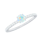 Simple Ethiopian Opal and Diamond Solitaire Ring Ethiopian Opal - ( AAA ) - Quality - Rosec Jewels