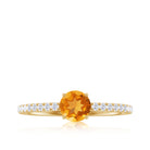 Minimal Citrine Solitaire Promise Ring with Diamonds Citrine - ( AAA ) - Quality - Rosec Jewels