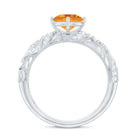 1/4 CT Round Shape Citrine and Diamond Milgrain Engagement Ring Citrine - ( AAA ) - Quality - Rosec Jewels