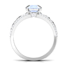 1 CT Designer Moonstone Solitaire Engagement Ring with Diamond Accent Moonstone - ( AAA ) - Quality - Rosec Jewels