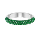 Pave Set Emerald Semi Eternity Band Ring Emerald - ( AAA ) - Quality - Rosec Jewels