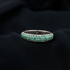 Pave Set Emerald Semi Eternity Band Ring Emerald - ( AAA ) - Quality - Rosec Jewels