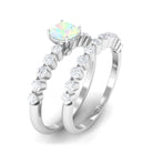 1.25 CT Simple Ethiopian Opal and Diamond Bridal Ring Set Ethiopian Opal - ( AAA ) - Quality - Rosec Jewels