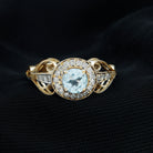 Vintage Inspired Real Sky Blue Topaz and Diamond Engagement Ring Sky Blue Topaz - ( AAA ) - Quality - Rosec Jewels