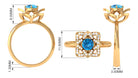 Swiss Blue Topaz and Diamond Floral Engagement Ring Swiss Blue Topaz - ( AAA ) - Quality - Rosec Jewels