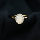 1.50 CT Oval Shape Ethiopian Opal Engagement Ring with Diamond Halo Ethiopian Opal - ( AAA ) - Quality - Rosec Jewels