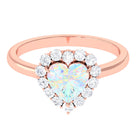 Heart Shape Ethiopian Opal Halo Engagement with Diamond Ethiopian Opal - ( AAA ) - Quality - Rosec Jewels