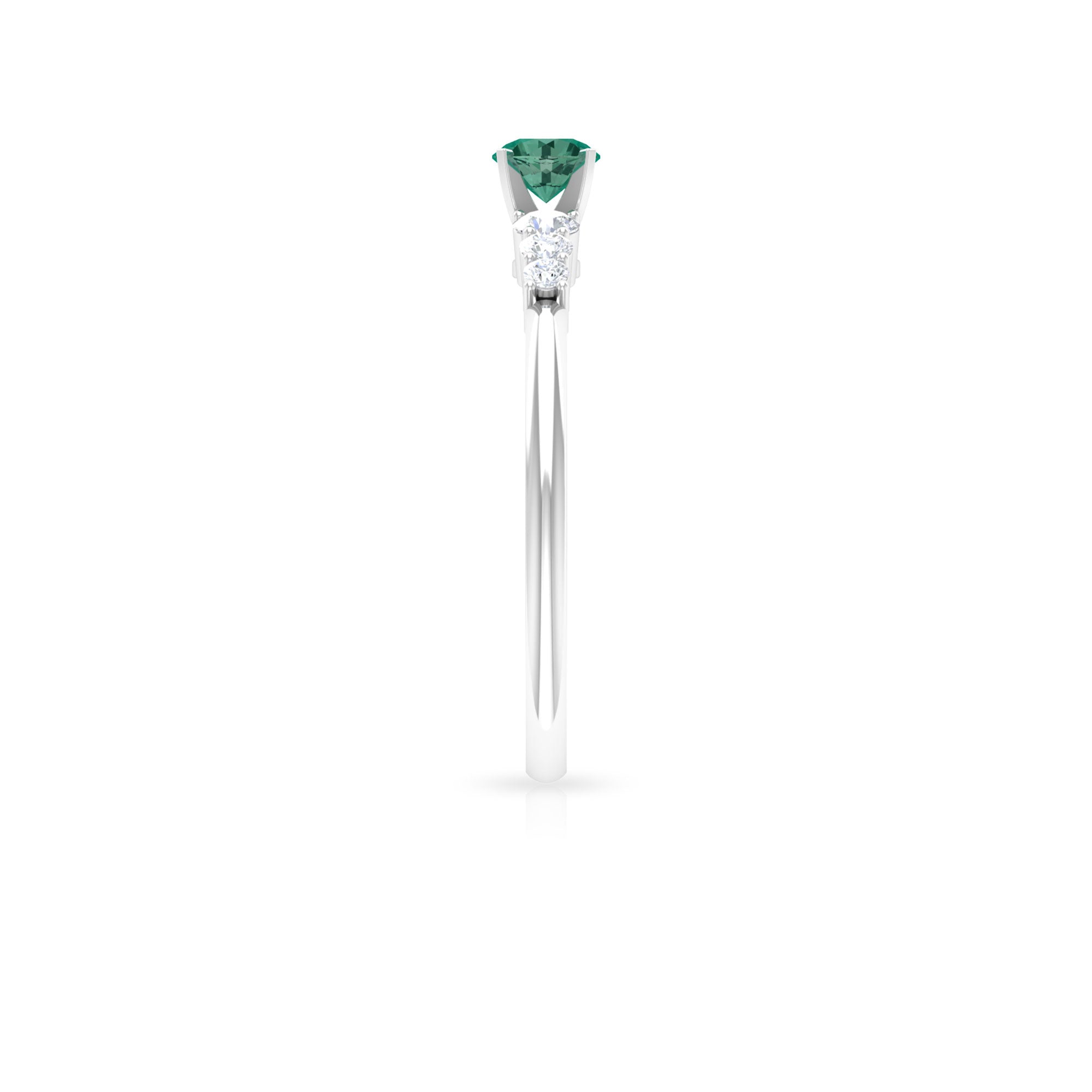 Round Green Sapphire and Diamond Graduated Promise Ring Green Sapphire - ( AAA ) - Quality - Rosec Jewels