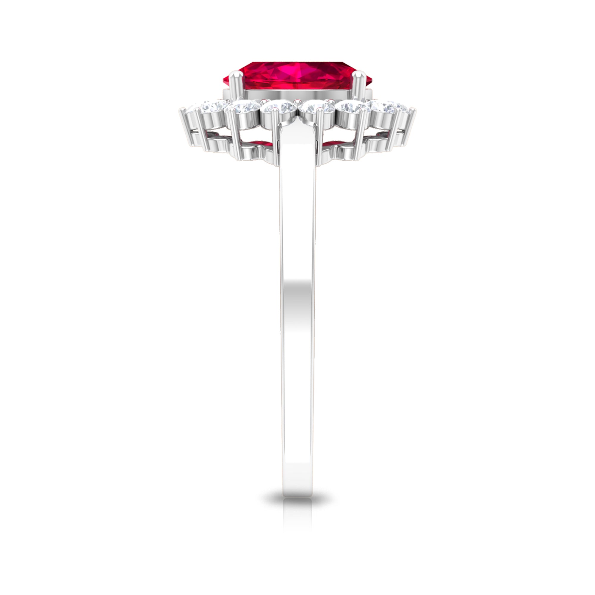 Ruby and Diamond Floral Engagement Ring Ruby - ( AAA ) - Quality - Rosec Jewels