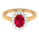 Ruby and Diamond Floral Engagement Ring Ruby - ( AAA ) - Quality - Rosec Jewels