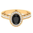 2 CT Black Onyx and Diamond Engagement Ring with Milgrain Details Black Onyx - ( AAA ) - Quality - Rosec Jewels