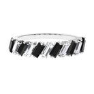 Tilted Baguette Shape Black Onyx and Moissanite Half Eternity Ring Black Onyx - ( AAA ) - Quality - Rosec Jewels