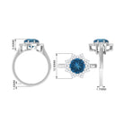 London Blue Topaz Star Shape Engagement Ring with Diamond London Blue Topaz - ( AAA ) - Quality - Rosec Jewels