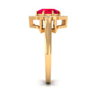 Created Ruby Star Shape Engagement Ring with Diamond Lab Created Ruby - ( AAAA ) - Quality - Rosec Jewels