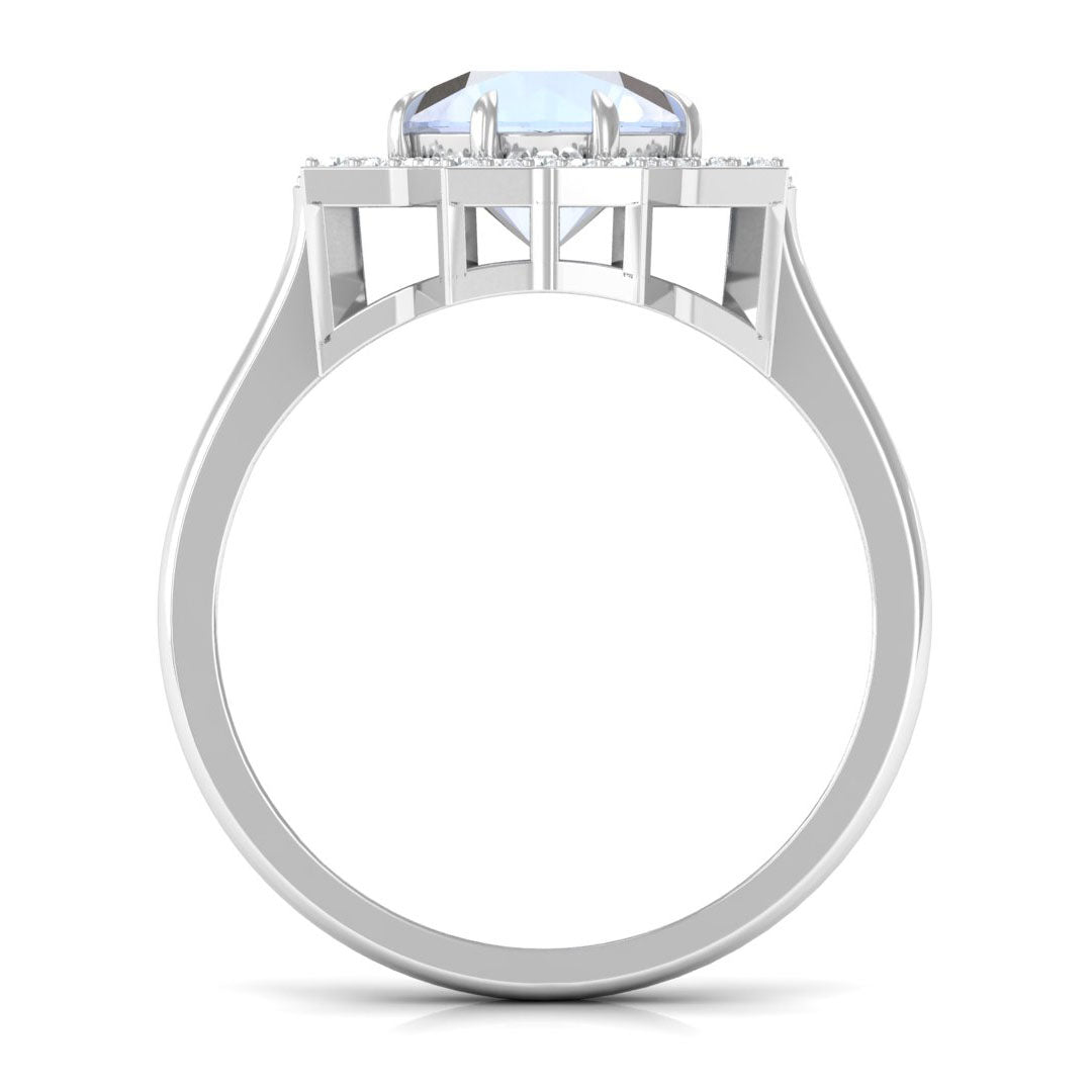 1.25 CT Moonstone Star Shape Engagement Ring with Diamond Moonstone - ( AAA ) - Quality - Rosec Jewels