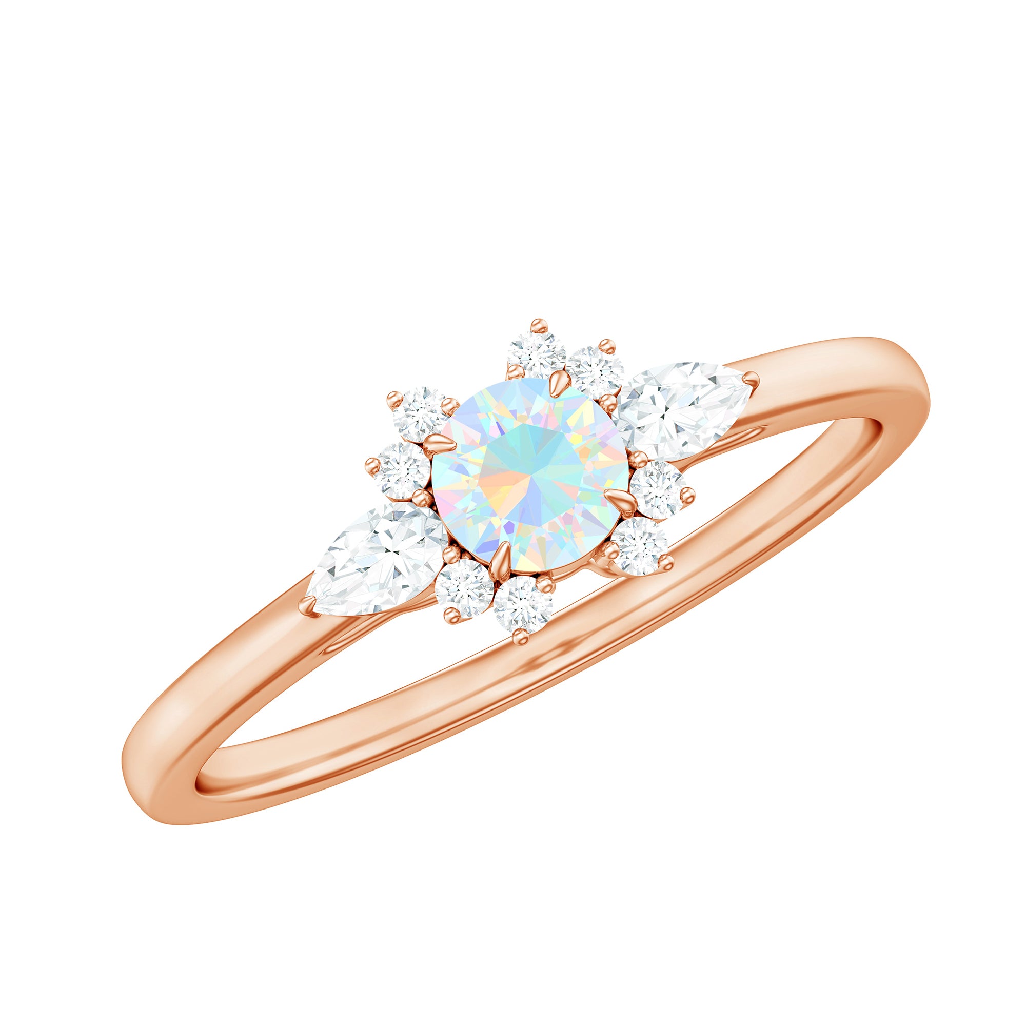 1/2 CT Ethiopian Opal Promise Ring with Diamond Accent Ethiopian Opal - ( AAA ) - Quality - Rosec Jewels