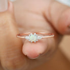 1/2 CT Ethiopian Opal Promise Ring with Diamond Accent Ethiopian Opal - ( AAA ) - Quality - Rosec Jewels