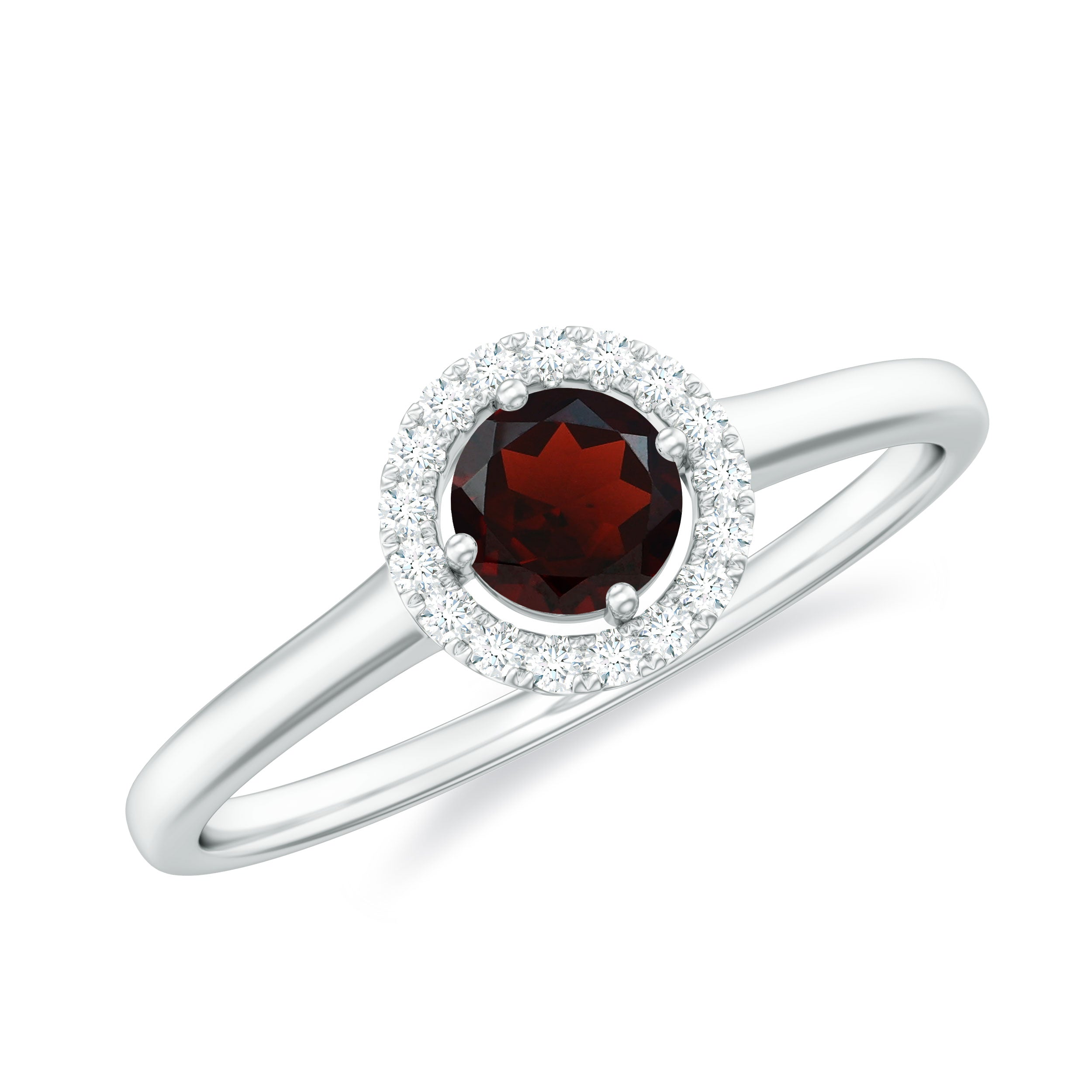 1/2 CT Certified Garnet and Diamond Floating Halo Promise Ring Garnet - ( AAA ) - Quality - Rosec Jewels