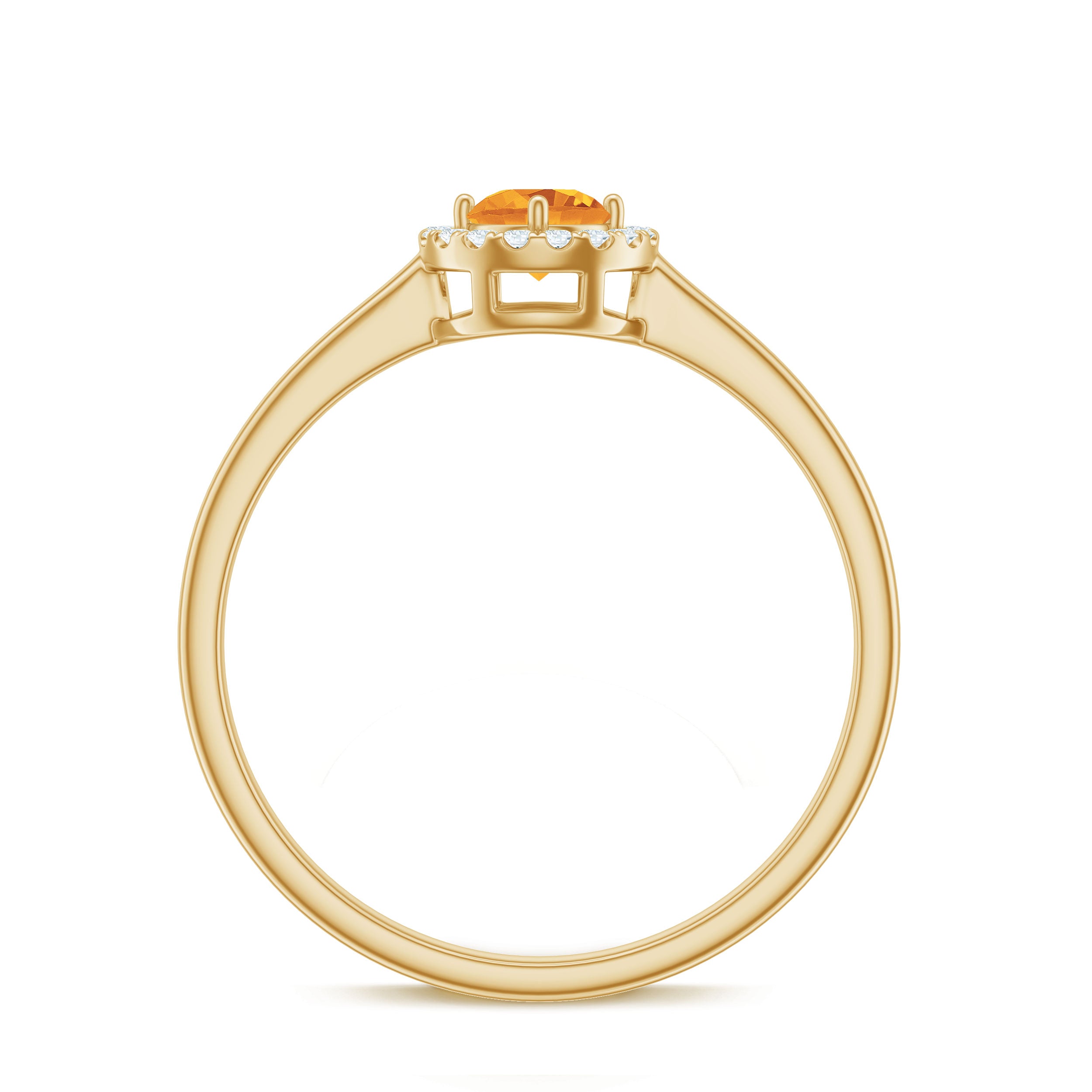 Elegant Citrine Promise Ring with Diamond Halo Citrine - ( AAA ) - Quality - Rosec Jewels