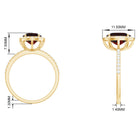 Oval Shape Garnet and Diamond Halo Engagement Ring Garnet - ( AAA ) - Quality - Rosec Jewels