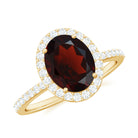 Oval Shape Garnet and Diamond Halo Engagement Ring Garnet - ( AAA ) - Quality - Rosec Jewels