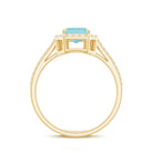 2.25 CT Emerald Cut Shape Sky Blue Topaz Classic Engagement Ring with Diamond Halo Sky Blue Topaz - ( AAA ) - Quality - Rosec Jewels