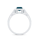 Emerald Cut London Blue Topaz and Diamond Halo Engagement Ring London Blue Topaz - ( AAA ) - Quality - Rosec Jewels