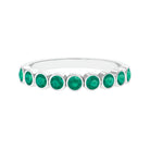 Round Shape Emerald Half Eternity Ring in Bezel Setting Emerald - ( AAA ) - Quality - Rosec Jewels