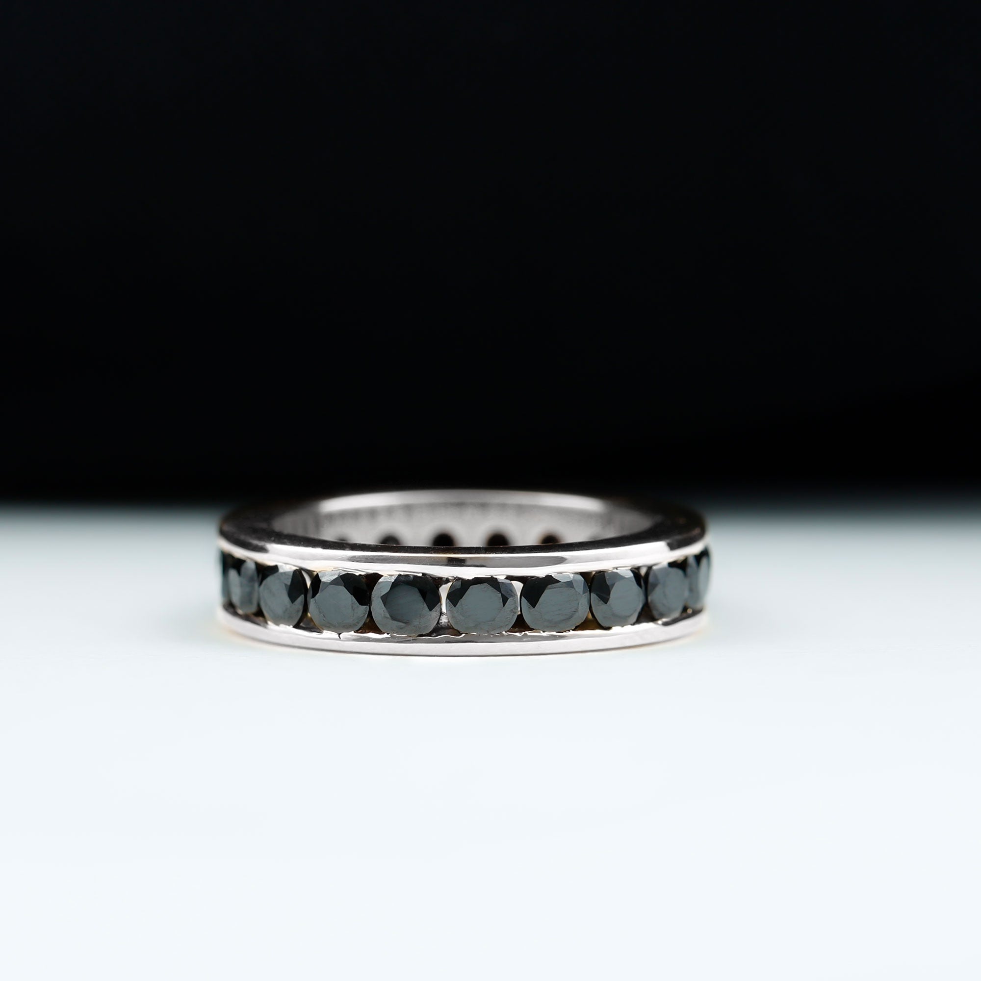 2 CT Black Onyx Full Eternity Band Ring in Channel Setting Black Onyx - ( AAA ) - Quality - Rosec Jewels