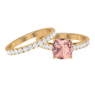 2.75 CT Morganite Solitaire Engagement Ring with Moissanite Eternity Band Morganite - ( AAA ) - Quality - Rosec Jewels