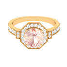 3 CT Vintage Style Morganite and Moissanite Engagement Ring in Gold Morganite - ( AAA ) - Quality - Rosec Jewels